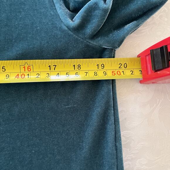 Soft Surroundings Womens Velvet Button Front Top XS Teal Green Stretch Colorful - Picture 7 of 11